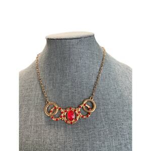 red rhinestone bib necklace